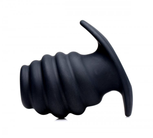 Средняя черная анальная пробка Hive Ass Tunnel Silicone Ribbed Hollow Anal Plug Medium - 8,13 см. - 0