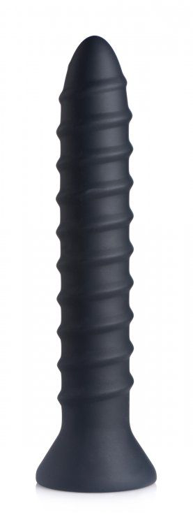 Черный спиралевидный вибромассажер Power Screw 10X Spiral Silicone Vibrator - 20,3 см.