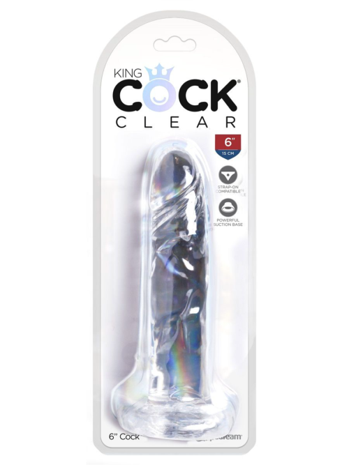 Прозрачный фаллоимитатор King Cock Clear 6 Cock - 18,4 см. - 3
