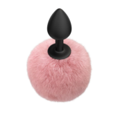 Черная анальная пробка с розовым пушистым хвостиком Fluffy - 1