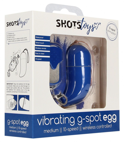 Синее виброяйцо Medium Wireless Vibrating G-Spot Egg с пультом - 7,5 см. - 1