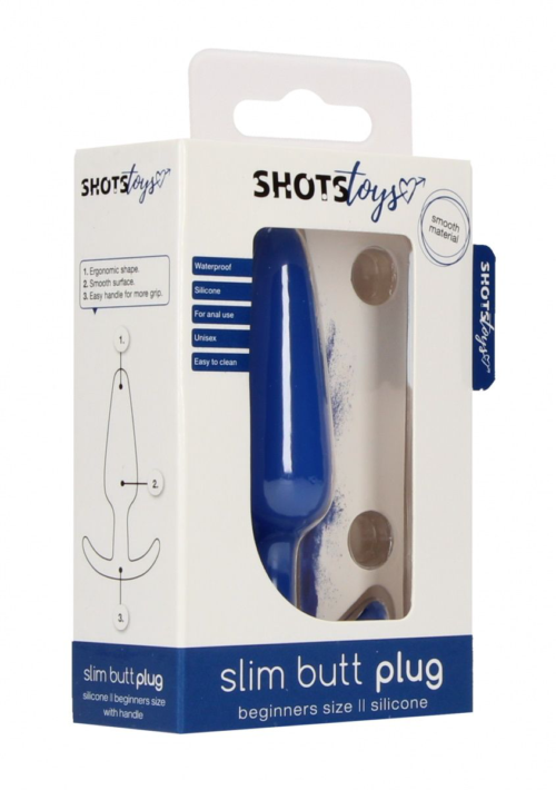 Синяя анальная пробка для ношения Slim Butt Plug - 8,3 см. - 1