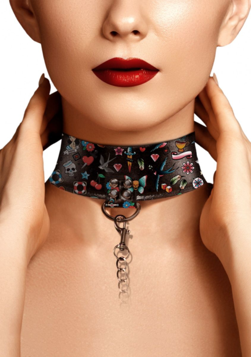 Ошейник Printed Collar With Leash Old School Tattoo Style - 2