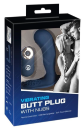 Синий вибростимулятор простаты Vibrating Butt Plug - 11,7 см. - 1