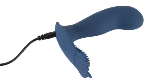 Синий вибростимулятор простаты Vibrating Butt Plug - 11,7 см. - 6