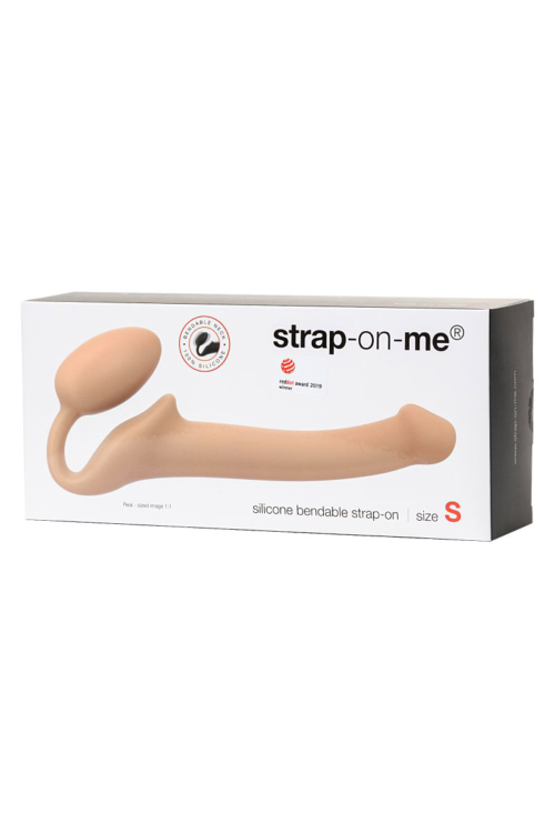Телесный безремневой страпон Silicone Bendable Strap-On S - 6