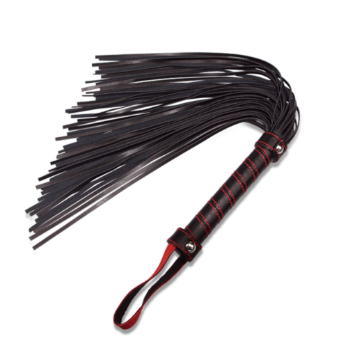 Черная плеть с петлей и контрастной красной строчкой - 45,7 см. - 0