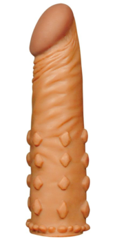 Коричневая насадка-удлинитель Add 2 Pleasure X Tender Penis Sleeve - 18 см. - 0