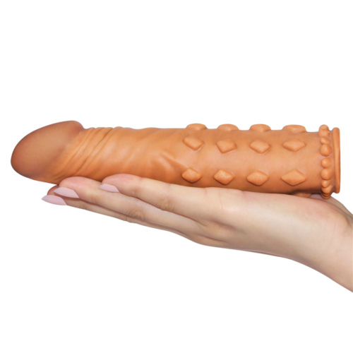 Коричневая насадка-удлинитель Add 2 Pleasure X Tender Penis Sleeve - 18 см. - 2