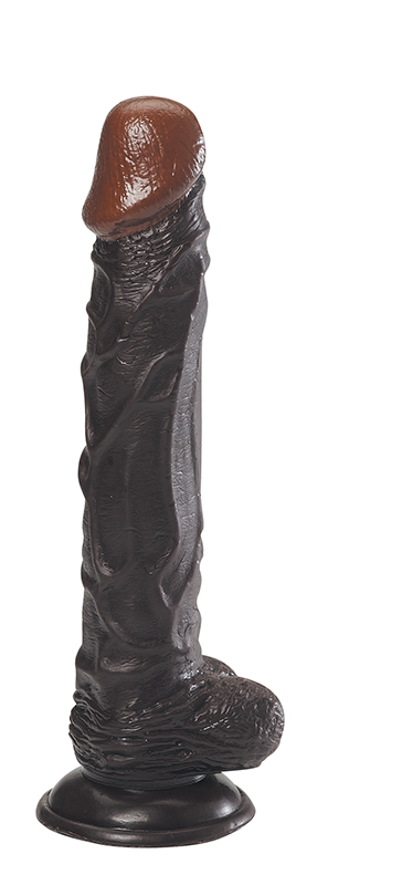 Чёрный фаллоимитатор на присоске - 24,1 см. - 0