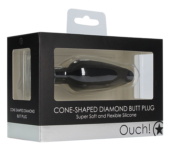 Черная анальная пробка Cone-Shaped Diamond Butt Plug - 9 см. - 1