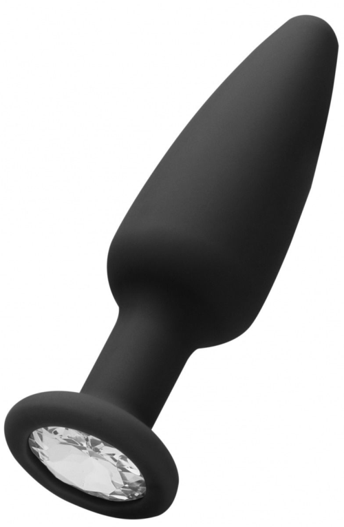 Черная анальная пробка Cone-Shaped Diamond Butt Plug - 9 см. - 0