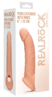 Телесная насадка с кольцом Penis Extender with Rings - 22 см. - 2