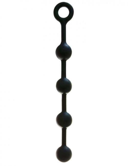 Чёрная анальная цепочка из силикона - 38 см. - 0