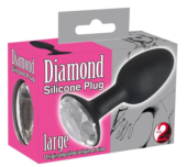 Чёрная анальная втулка с кристаллом Diamond Silicon Plug Large - 11 см. - 3