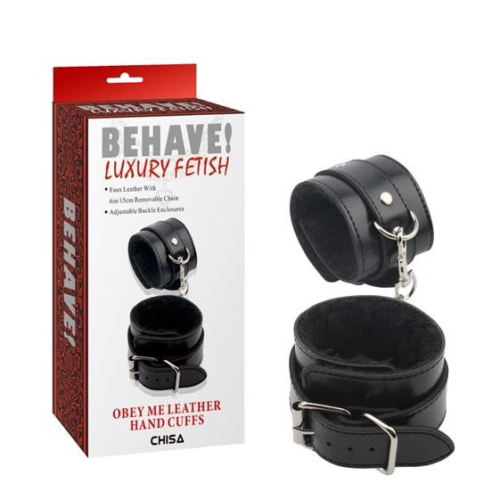 Черные наручники Obey Me Leather Hand Cuffs - 1