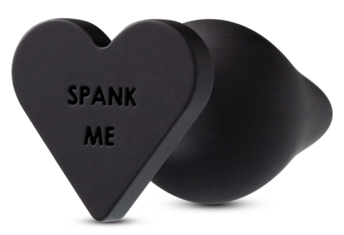 Черная анальная пробка с основанием-сердечком Spank Me Butt Plug - 8,5 см. - 1