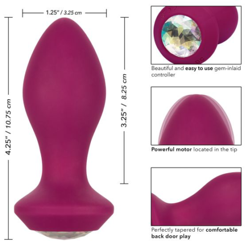 Фиолетовая анальная вибропробка с кристаллом Vibrating Crystal Probe - 10,75 см. - 2