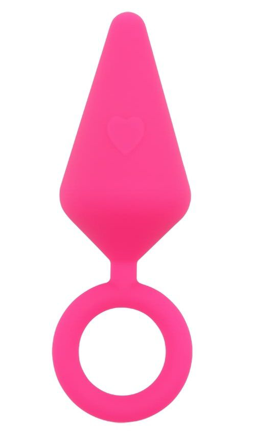 Розовая анальная пробка с кольцом Candy Plug S - 7,1 см. - 0