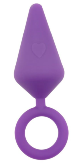 Фиолетовая анальная пробка с кольцом Candy Plug S - 7,1 см. - 0
