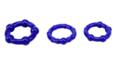 Набор из 3 синих стимулирующих колец Beaded Cock Rings - 0