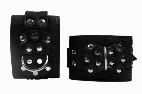 Черные наручники с фиксацией на двух карабинах - 2