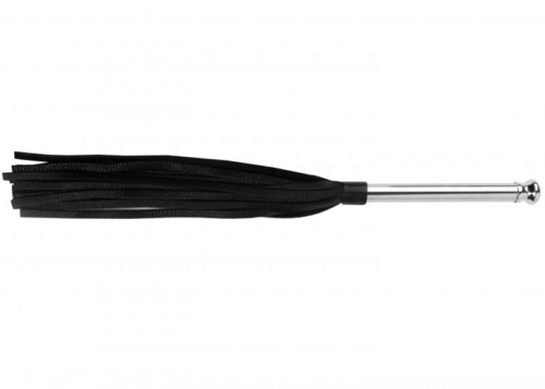 Черная многохвостая плеть с металлической ручкой - 45 см. - 1