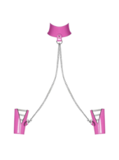 Розовый чокер Lollypopy в комплекте с наручниками - 4