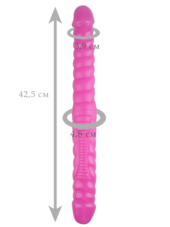 Розовый двусторонний спиралевидный фаллоимитатор - 42,5 см. - 1