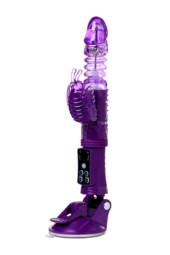 Фиолетовый вибратор-кролик на присоске - 23,5 см. - 9