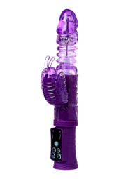 Фиолетовый вибратор-кролик на присоске - 23,5 см. - 4