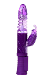 Фиолетовый вибратор-кролик на присоске - 23,5 см. - 6