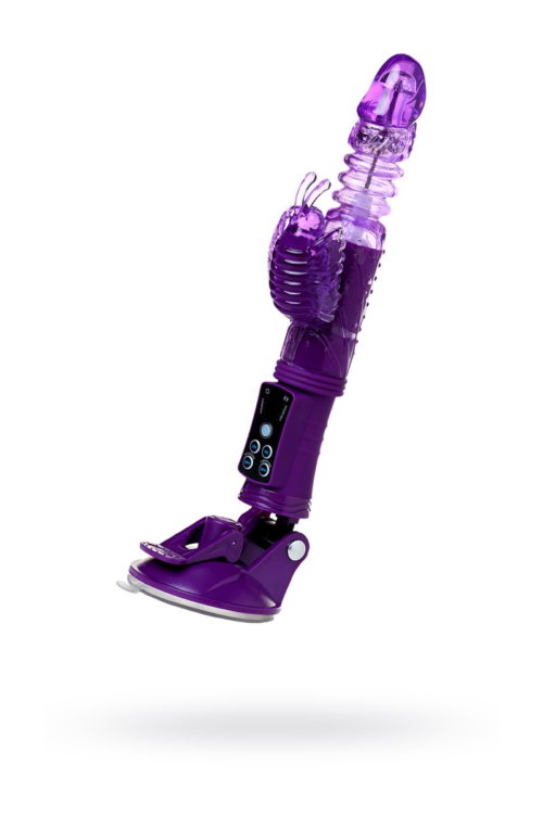 Фиолетовый вибратор-кролик на присоске - 23,5 см. - 3
