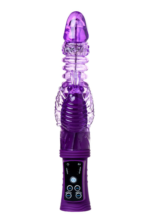 Фиолетовый вибратор-кролик на присоске - 23,5 см. - 5