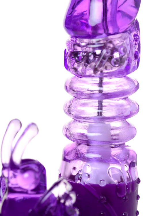 Фиолетовый вибратор-кролик на присоске - 23,5 см. - 11