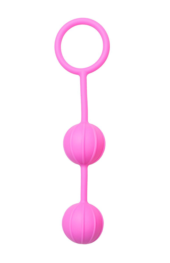 Розовые вагинальные шарики с ребрышками Roze Love Balls - 0