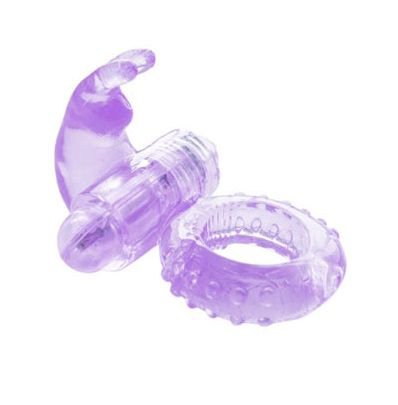 Фиолетовое вибрирующее кольцо с зайчиком - 0