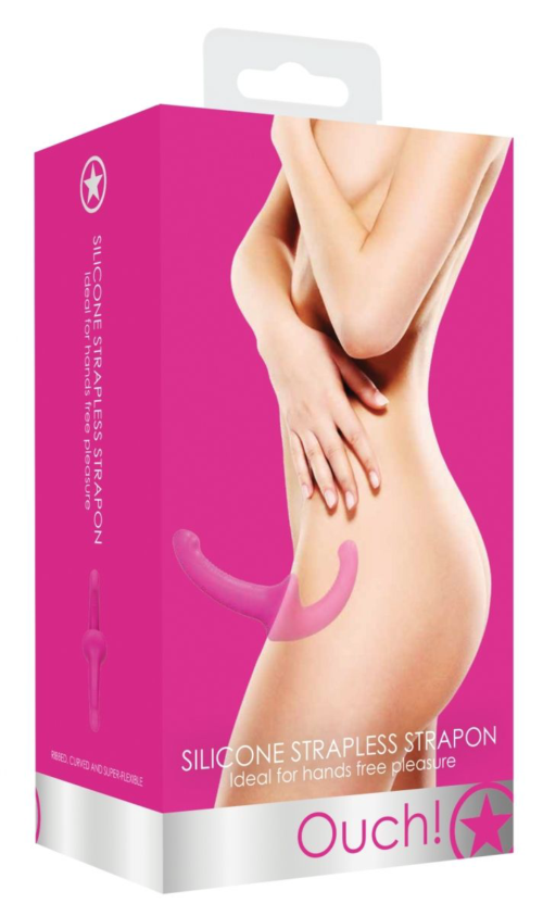 Розовый безремневой страпон Silicone Strapless Strapon - 2
