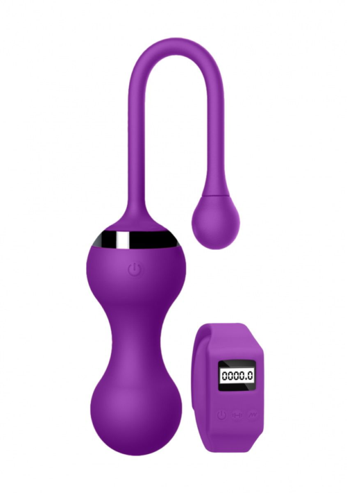 Фиолетовые вагинальные шарики Kegel Egg с браслетом - 0