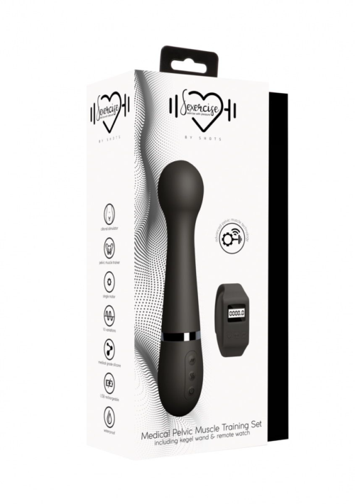 Черный вибромассажер Kegel Wand - 18,5 см. - 1