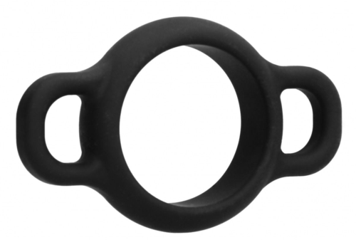 Черное эрекционное кольцо №66 Cock Ring With Handles - 0