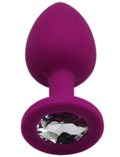 Пурпурная анальная пробка с фиолетовым кристаллом - 7,4 см. - 0