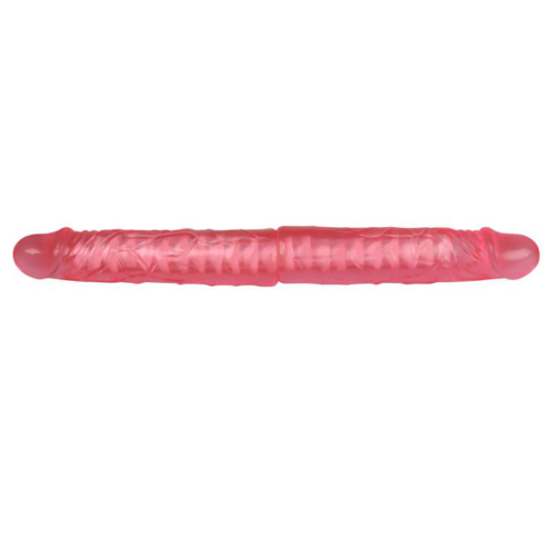 Розовый двухголовый гнущийся фаллоимитатор - 36 см. - 1