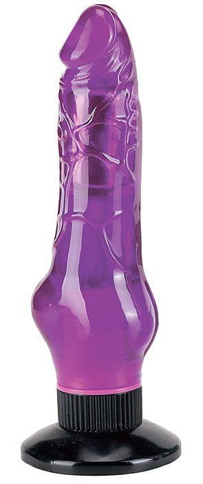 Фиолетовый водонепроницаемый вибромассажер на присоске - 17,5 см. - 0