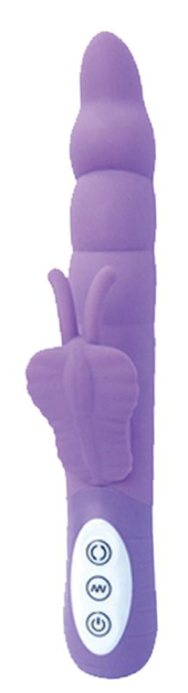 Фиолетовый вибромассажер с клиторальным стимулятором в виде бабочки PLAY CANDI WIGGLE BUTTERFLY - 17 см. - 1
