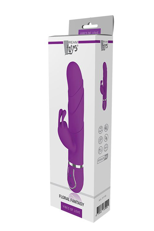 Фиолетовый вибратор-кролик FLORAL FANTASY с ушками - 22 см. - 3
