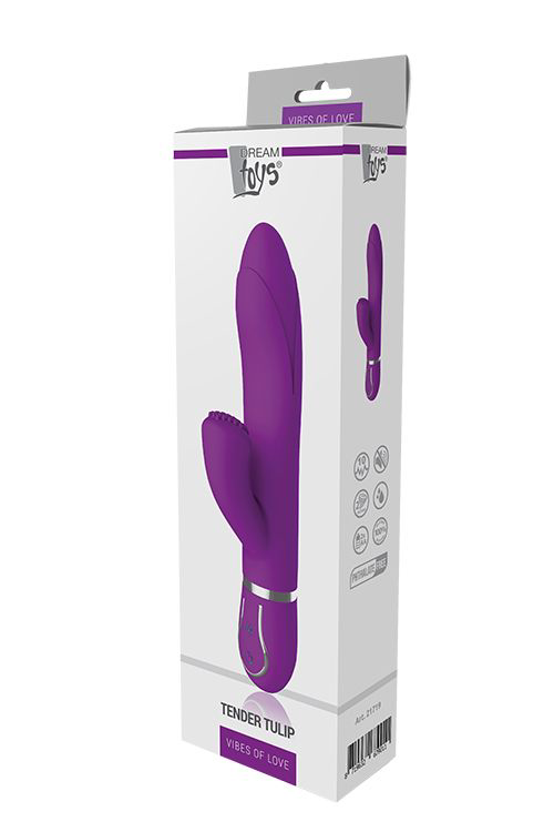 Фиолетовый вибратор-кролик TENDER TULIP с пупырышками - 22 см. - 2