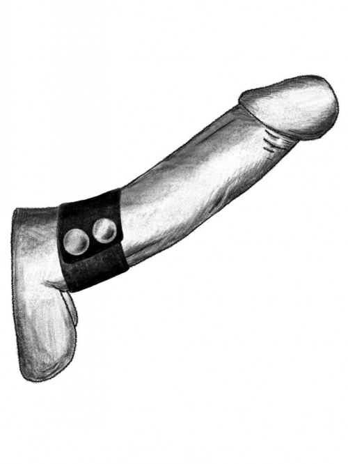 Черный ремень-утяжка на пенис на заклепках - 1