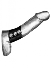 Широкое лассо-утяжка на пенис с металлическими кнопками - 1