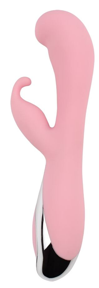 Нежно-розовый вибратор со стимулятором клитора Vertigo Bunny Dream - 19 см. - 0